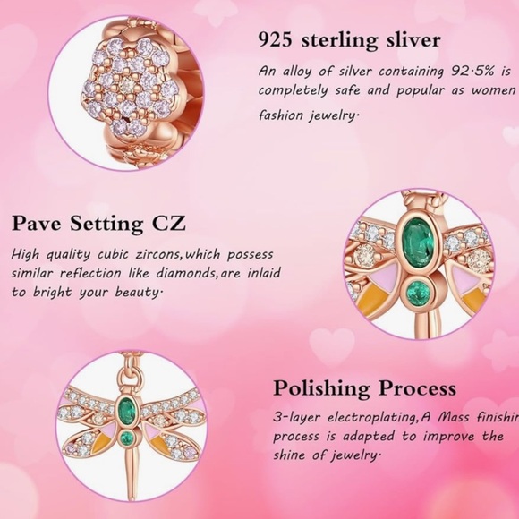 Dragonfly charm to fit all Pandora bracelets sterling 925 plated in gold - Picture 4 of 4